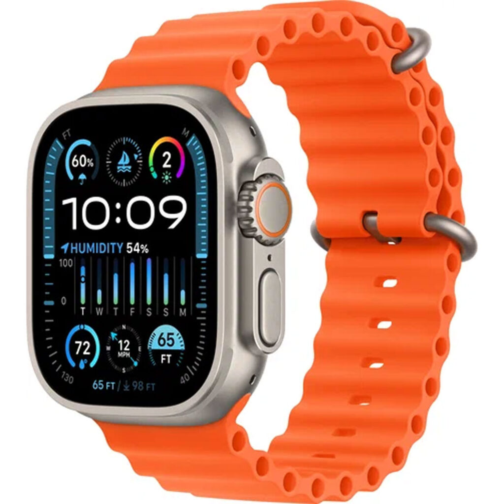 Часы Apple Watch Ultra 2 49 мм Titanium Case with Orange Ocean Band (Титановый/Оранжевый)