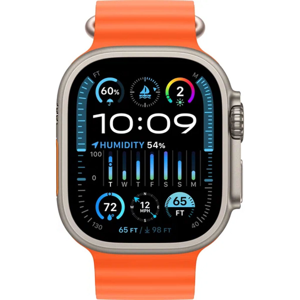 Часы Apple Watch Ultra 2 49 мм Titanium Case with Orange Ocean Band (Титановый/Оранжевый)