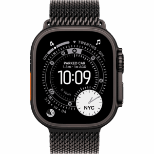 Apple Watch Ultra 3 Black, Titanium Milanese Loop  (Черный/Титановый натуральный)